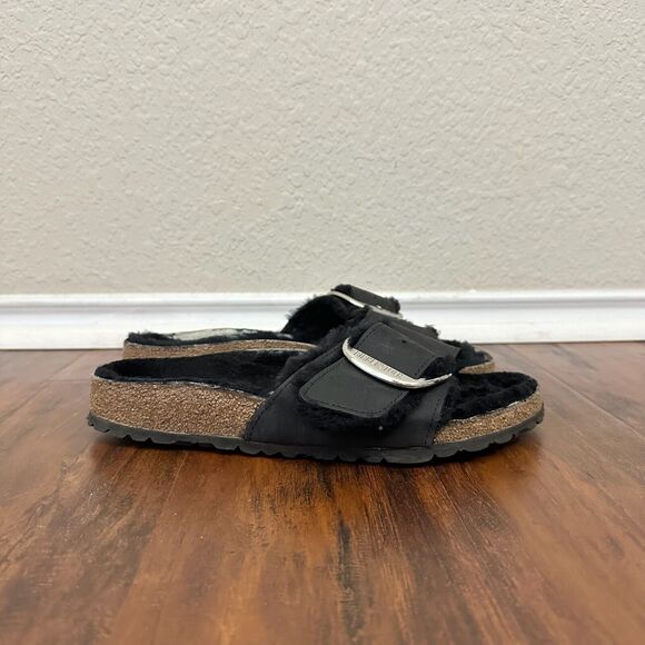 BIRKENSTOCK Madrid Big Buckle Shearling in Black Oiled Leather EU 39 US 8-8.5 N - Picture 8 of 13